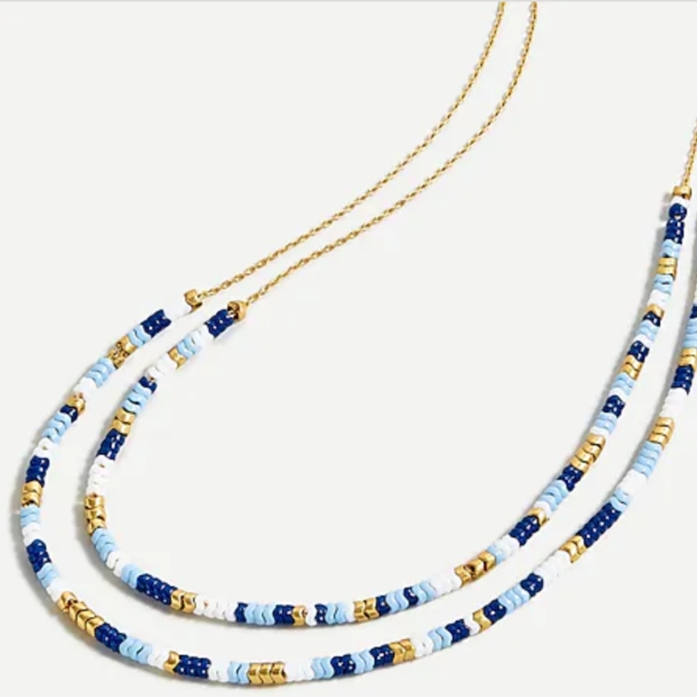 🆕 J. Crew Layered Chevron Beaded Necklace Blue